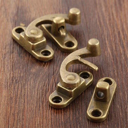 Vintage Leathercraft Bag Jewelry Gift Wine Wood Box Hasps Latch Hook Decorative - Picture 12 of 12