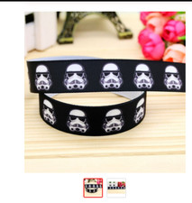 3 Yards Star Wars Stromtrooper 7/8" Grosgrain Ribbon with 2 Resins