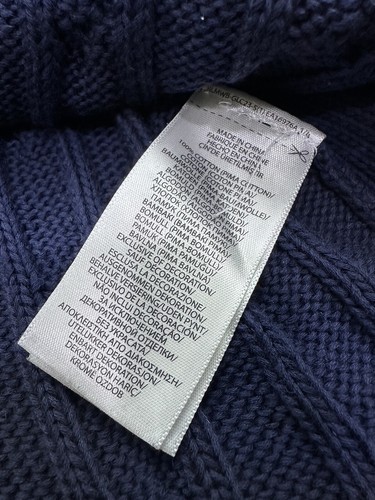 Polo Ralph Lauren Womens Medium Pima Cotton Cable Knit Anchor 67 Sweater Blue - Picture 7 of 11