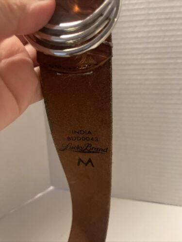 LUCKY BRAND Floral Embossed Brown Leather Belt Boho Buckle Size Medium 40 - Picture 7 of 7
