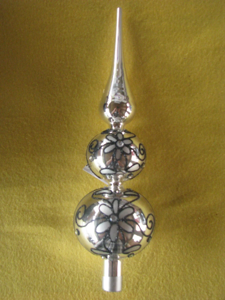 Baumspitze Kaheku Baumschmuck Baumspitze Tannenbaumspitze Glas " silber glanz " - Bild 2 von 3