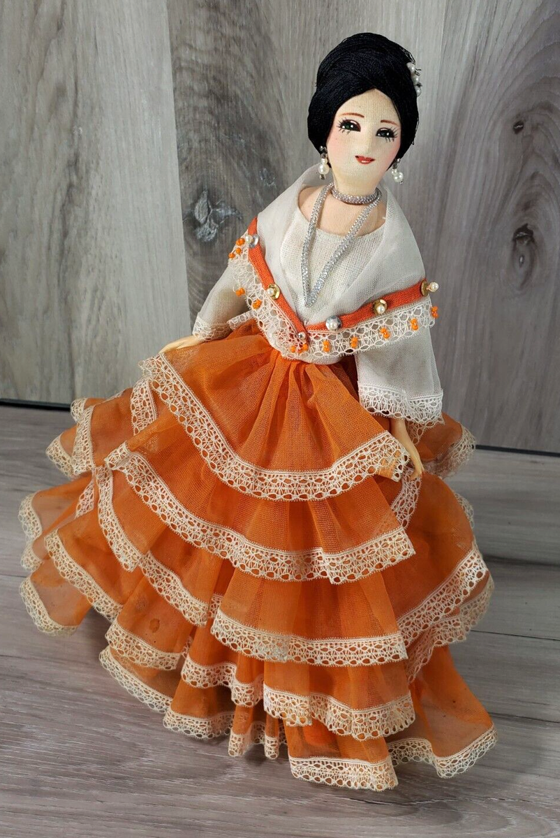 VTG Philipine Doll Maria Clara Dress Figure With Stand Collectable