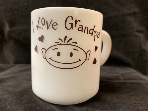 Hazel Atlas I Love Grandpa Milk Glass Mug