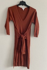 Leith dress sweater burnt orange XS 40% rayon 30% nylon 30% cotton Slits On Side