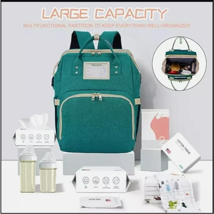Bolsa de pañales Mochila con cambiador Mochila para bebé Bolsa de pañales Puerto Verde Foto 3 de 4