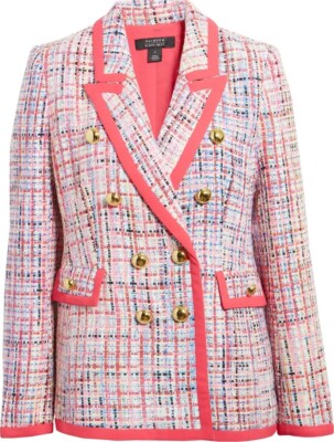 NEW Halogen x Atlantic-Pacific Oversized Tweed Jacket - Pink