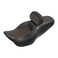 Orange Stitches Driver Passenger Seat+Rider Pad Fit For Harley Road Glide 09-23