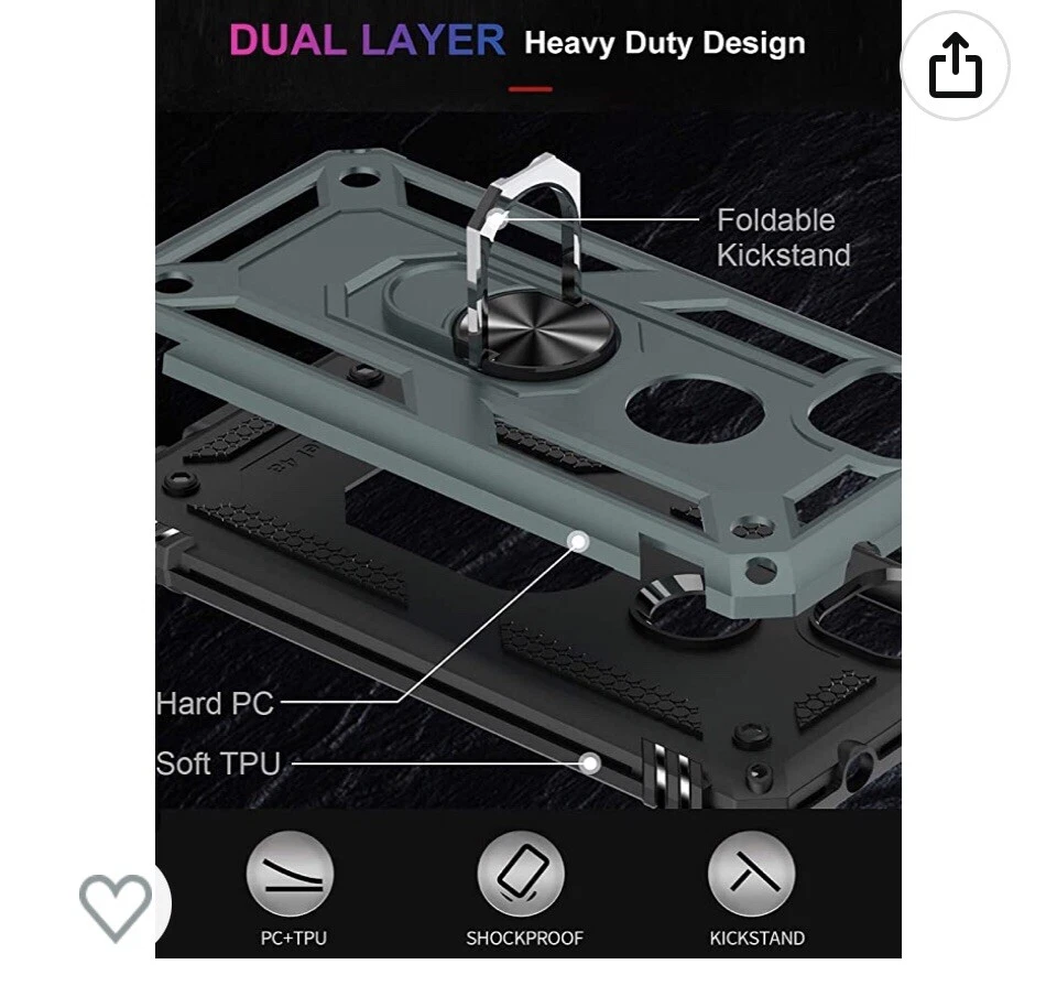 Funda con soporte de anillo magnético para teléfono Google Pixel 4a gris/verde Foto 2 de 4