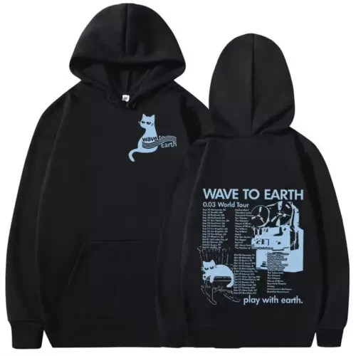Korean Band Wave To Earth Cat 0.03 2024 World Tour Hoodie Double-Sided Fan Gift