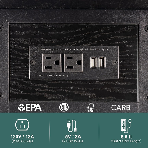 End Table with Charging Station, Flip Top Side Table with USB Ports and Outlets, - Picture 6 of 12