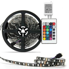 Rgb Black Pcb Led Strip Light 5050smd Waterproof Rope Tape Light With Remote 12v