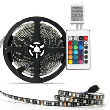 RGB Black PCB LED Strip Light 5050SMD Waterproof Rope Tape Light with Remote 12V
