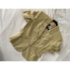 Vintage Rina Rossi Women's Tan Short-Sleeve Blazer Decorative Buttons Size 8