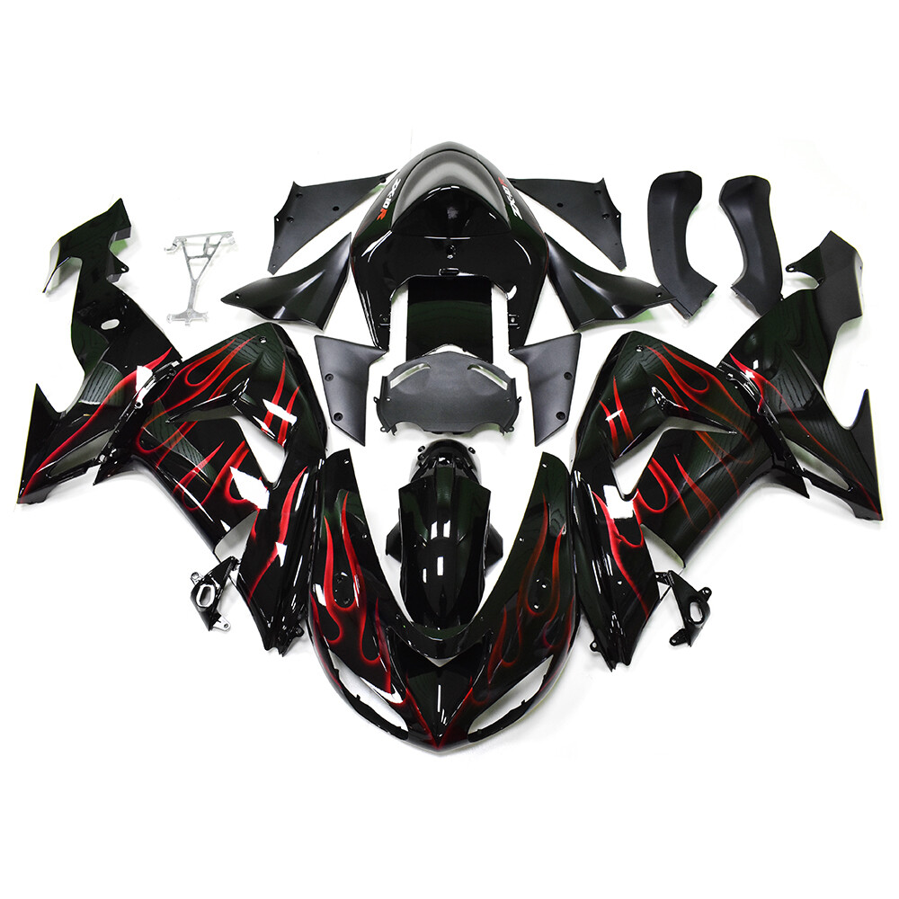 Injection Red Black Fairing Kit for 2006 2007 Kawasaki Ninja ZX10R