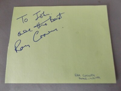 HANDSIGNIERTE 5,5'' x 4,5'' AUTOGRAMM BUCHSEITE - RAY COONEY - SCHAUSPIELER & SCHRIFTSTELLER