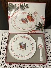 Mikasa Christmas Cheer Cake Set Plate and Ser...