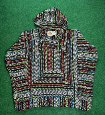 90s Drug Rug Hippie Hoodie Rainbow Stoner Sweatshirt Large Earth Ragz ...