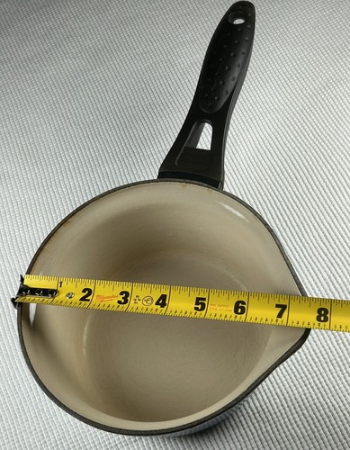 VTG LE CREUSET #18 Saucepan/Lid Blue Cast Iron Enamel Plastic Handle Pour Spout - Picture 22 of 24