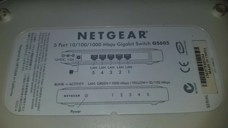 NETGEAR 5-PORT Gigabit Ethernet Switch Model GS605 - Image 2 of 4