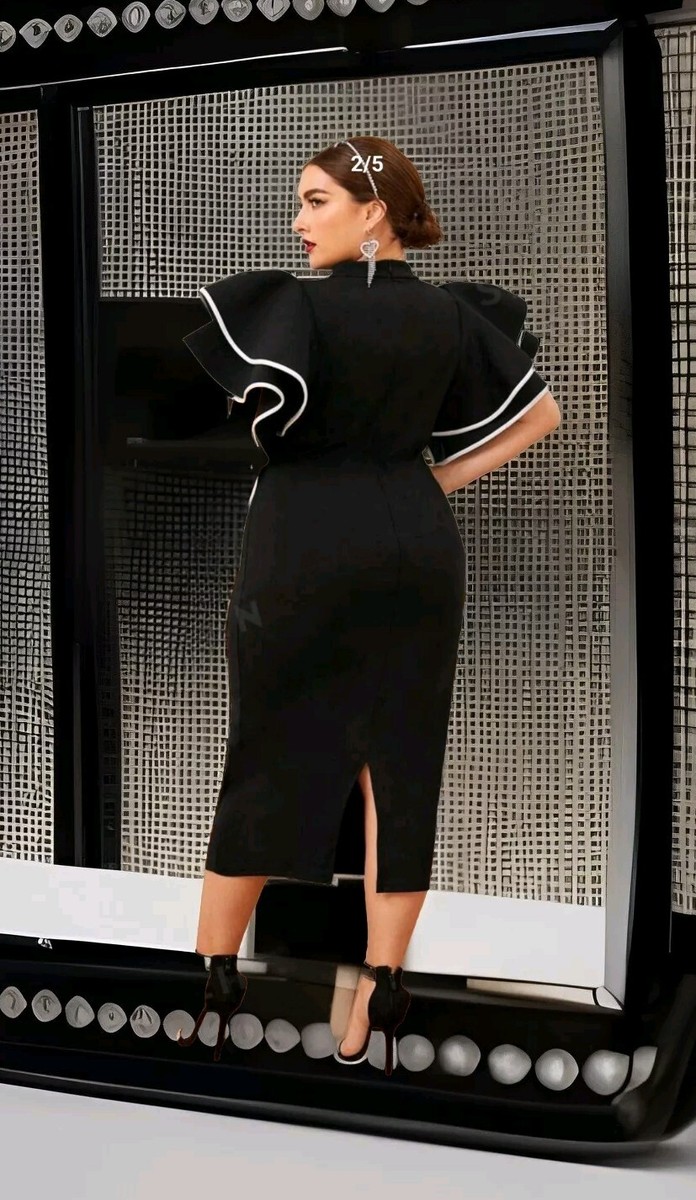 Size 20/4XL Binding Layered Ruffle Trim~Split Back Dress | eBay Size 20/4XL Binding Layered Ruffle Trim~Split Back Dress | eBay