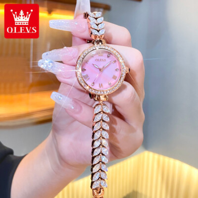 OLEVS Women's Quartz Elegant Watch Stainless Steel Rhinestone Luminous Bracelet