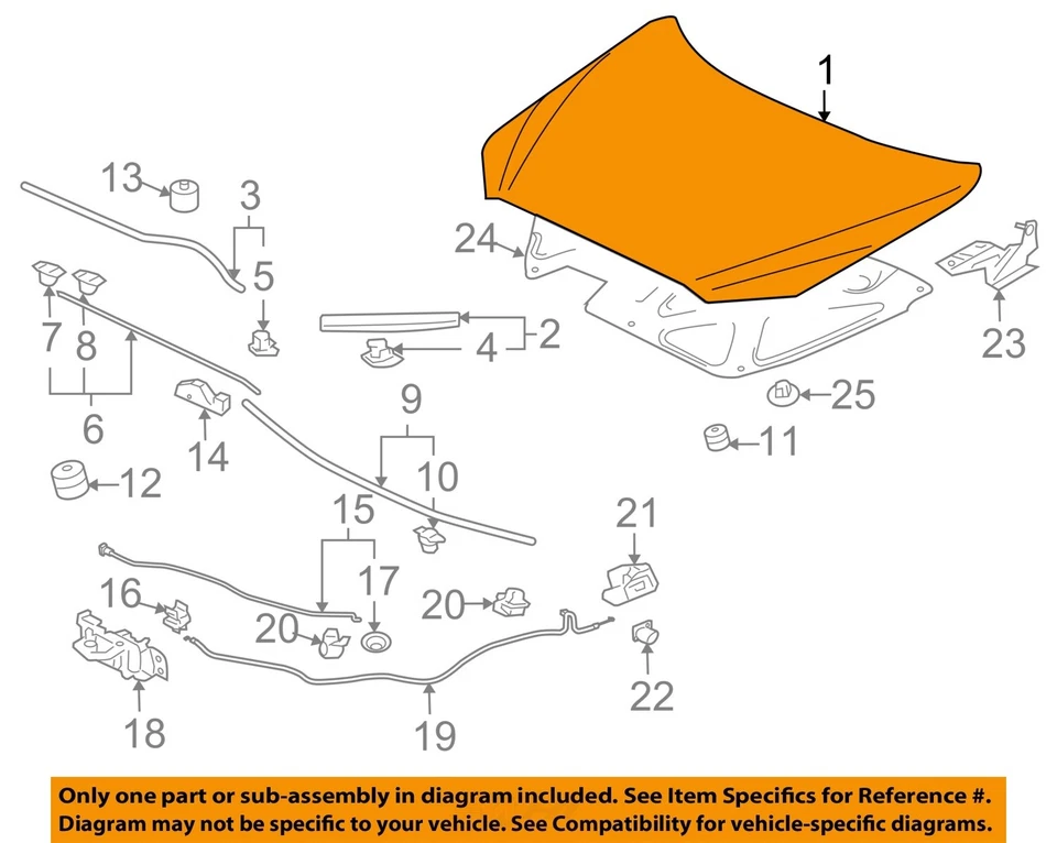 Used Hood fits: 2016 Mitsubishi Lancer w/o turbo Grade A - Image 3 of 4