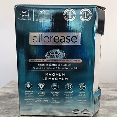 AllerEase Waterproof Zippered Mattress Protector Maximum Allergy Size Twin NOS