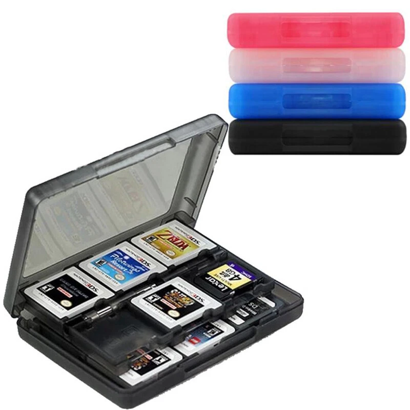 24 In 1 Game Case For Nintendo 3DS DS 2DS Games Cart Black, Blue, Pink & Clear