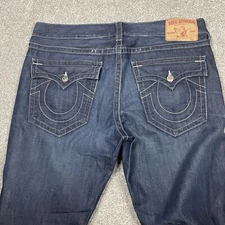 True Religion Jeans Men 38 (Act. 40x33) Blue Flap Pockets Section Ricky USA Made
