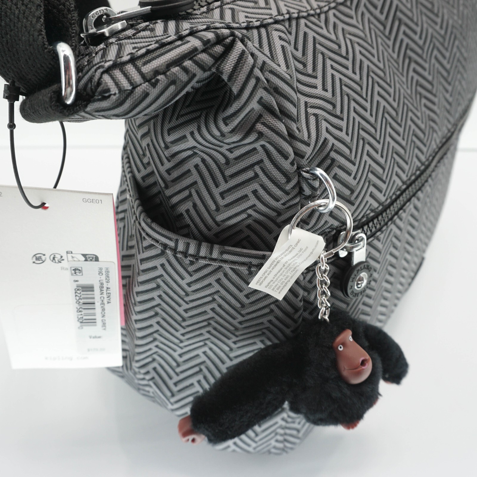Kipling Alenya Crossbody Shoulder Bag HB6629 Polyester Urban Chevron Grey NWT image 8