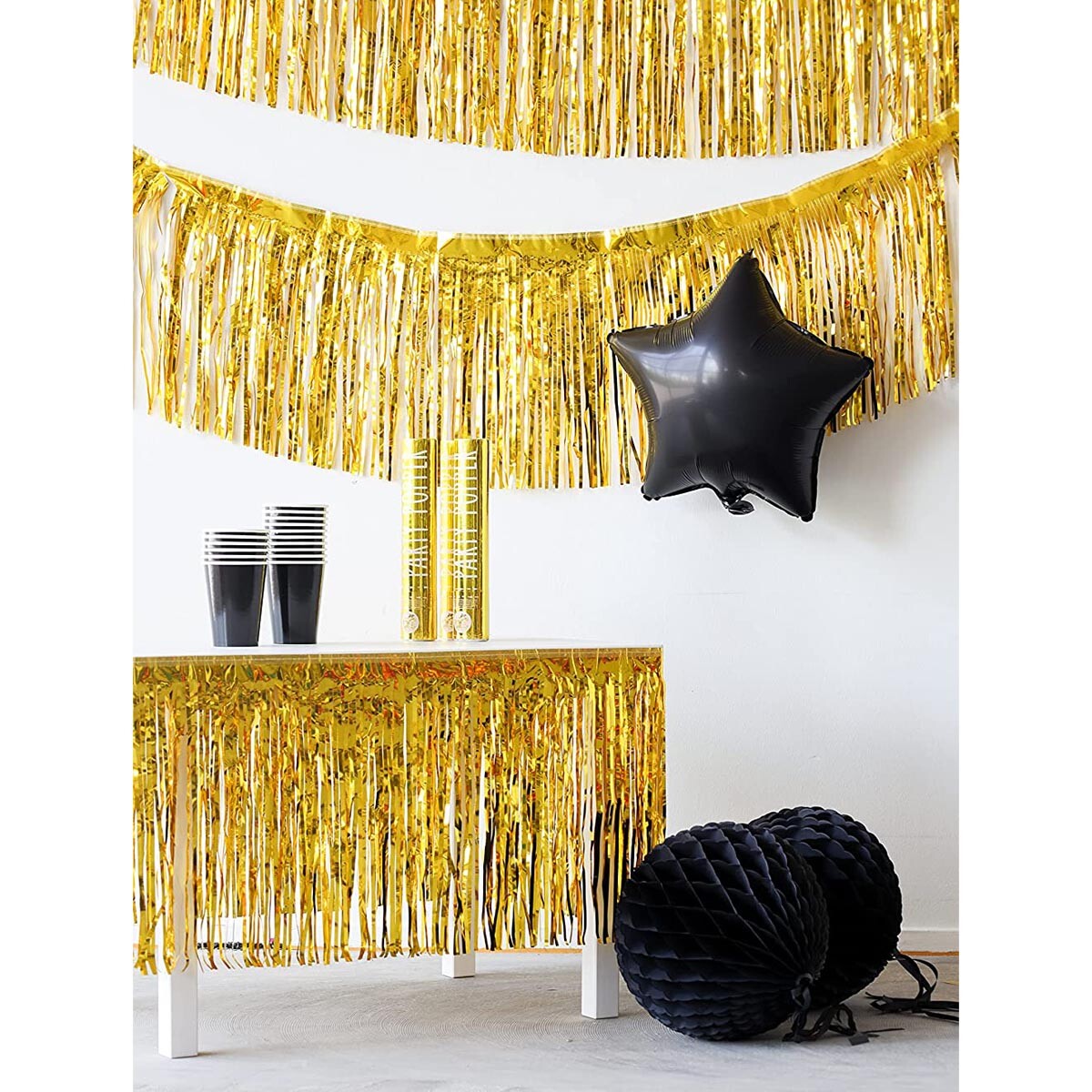 MOMAHUA Lametta Fransen Girlande Orange 20x200cm - Metallic Folien Girlande Für Party Deko