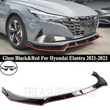 For Hyundai Elantra 2021-2023 Gloss Black Red Line Front Bumper Lip Splitter Kit