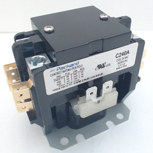 Packard Definite Purpose Contactor, 2 Pole, 40 Amps, 24 Coil Voltage, C240A