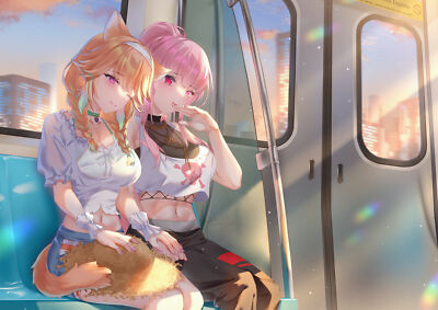 Anime girls takanashi kiara mori calliope hololive cat Play Gaming Mat Desk