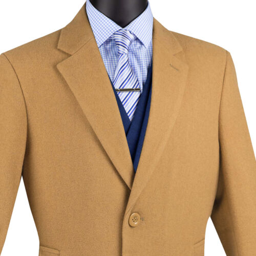 VINCI Men's Camel Beige 2-Button 38" Long Regular Fit Car Coat - NEW - Picture 2 of 3