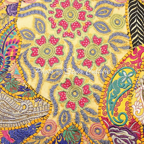 Ethnic Vintage Round Patchwork Floor Cushion Cover Kids Embroidered Cotton 32x32 - Picture 3 of 4