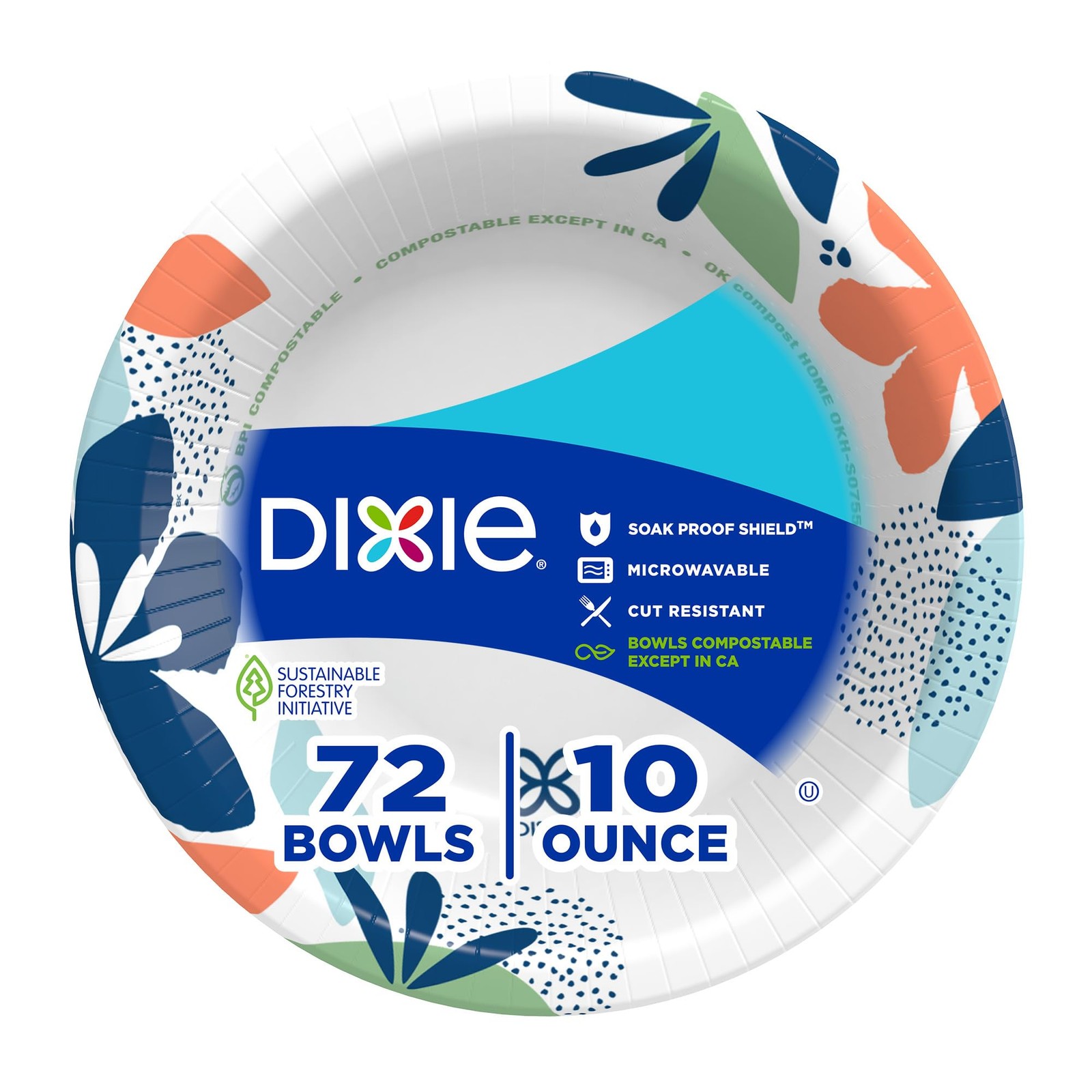 Dixie Small Paper Bowls 10 Oz, 72 Count, Disposable Bowls, 72 White