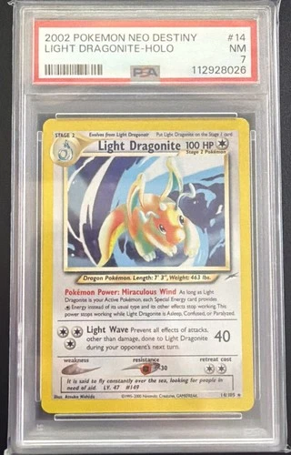 2002 Pokemon Neo Destiny Light Dragonite #14 Holo PSA 7