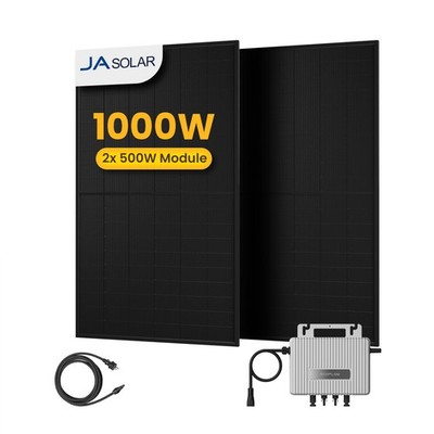 JA Solar Balkonkraftwerk 1000 Watt solaranlage EcofloW BIFAZIAL FULLBLACK