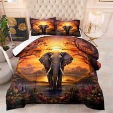 Queen Comforter Set 3 Pcs Wild Animal Elephant Printed Soft Bedding Comforter...