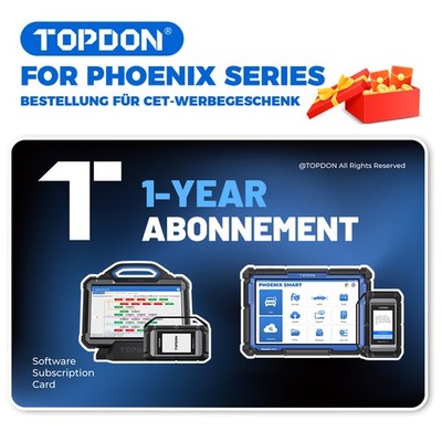 2026 TOPDON Phoenix Smart/Max/Elite Software-Update Aktivierungskarte - 1 Jahr