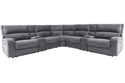 Polaris Bizmark Grey 7 Piece Power Reclining Adjustable Headrests Sectional