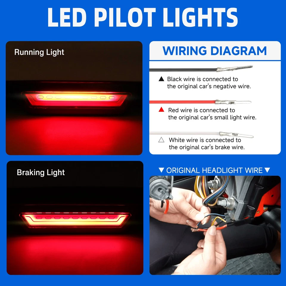 For Lexus RX300 RX330 RX350 Rear Bumper Diffuser + LED Brake Light Gloss Black - Image 2 of 4