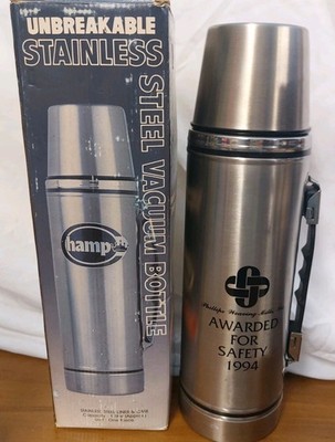 Thermos Hot & Cold NOS Company Gift For Safety  1994 Vtg 1 Liter Stainless Steel