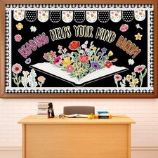 Reading Bulletin Board Decorations Spring Flowers Mind Bloom Cutouts Class