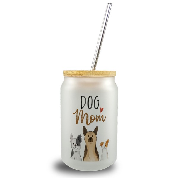 Dog Mom Trinkglas Mit Bambusdeckel Mit Spruch-image