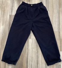 Liz Claiborne Collection Navy 100 Wool Pleated Dress Pants Womens 12 Cuffed
