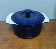 ROSHCO Cobalt BLue  8” Round  2 Qt. Casserole Baking Dish With Lid. Beautiful !!