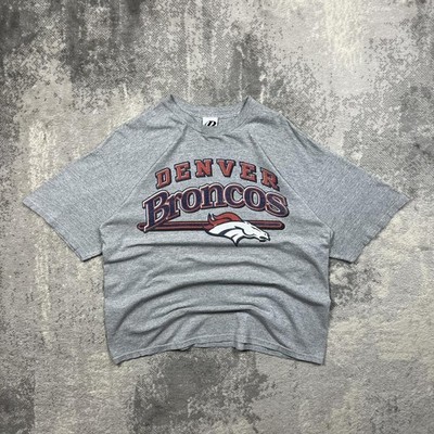 Vintage 00s Denver Broncos Graphic Tee L/XL Herren Grau Rundhals Grafikdruck