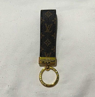 Louis Vuitton Monogram Logo Leather Keyring Strap Brown/Gold Women
